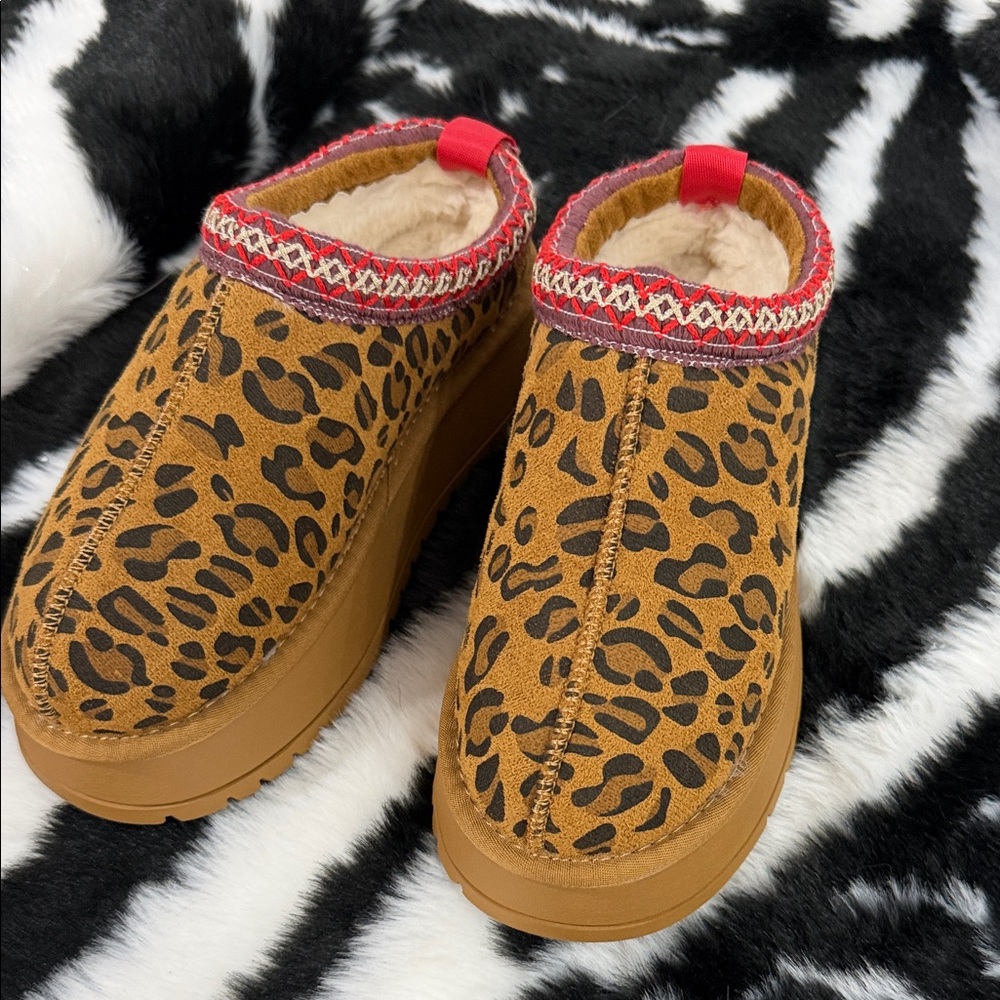 Amazon Leopard Print Women's Mules with Red Trim